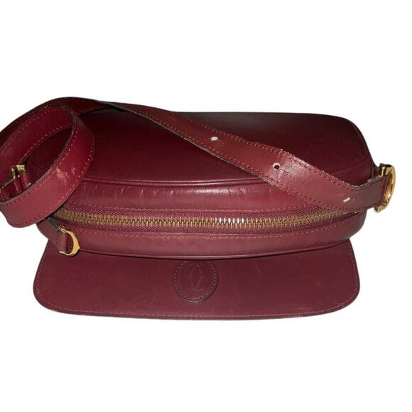 Cartier Must de Cartier Burgundy Leather Crossbody Shoulder Bag With Dustbag - Picture 14 of 16